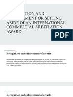 Recognition and Enforcement or Setting Aside of An International Commercial Arbitration Award
