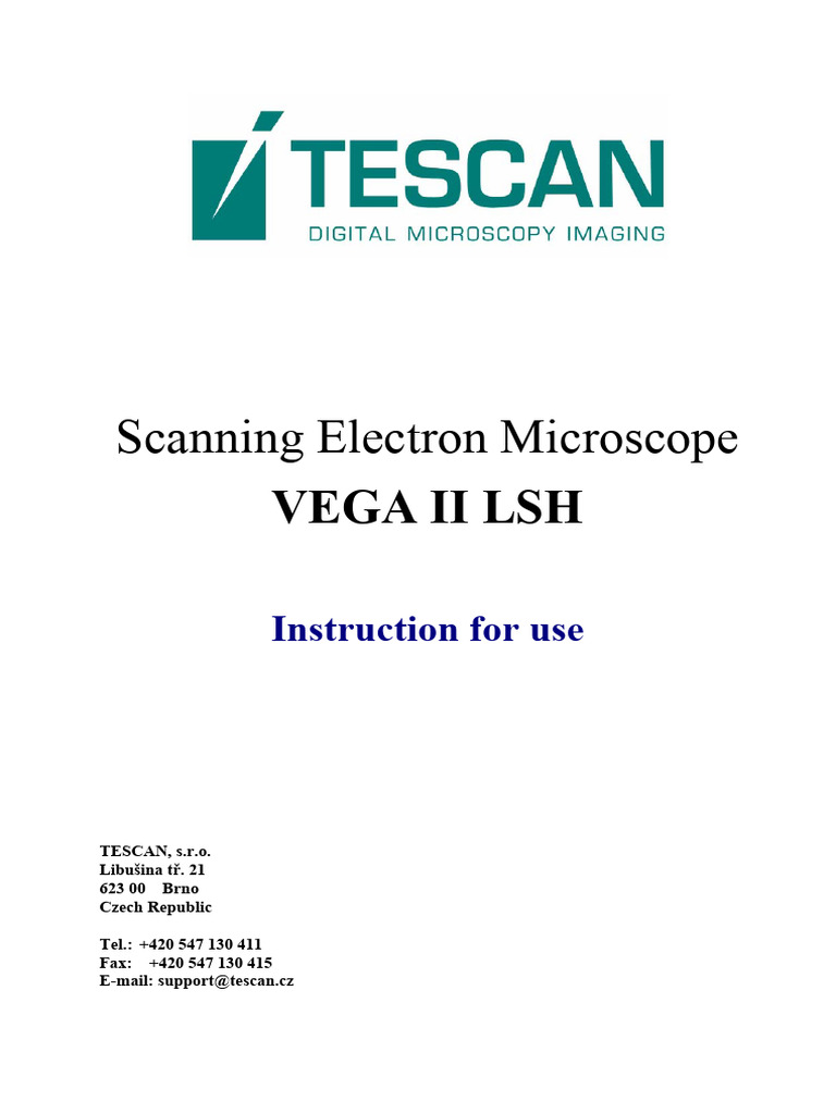 VEGA II Manual-Eng | PDF | Scanning Electron Microscope | Microscope