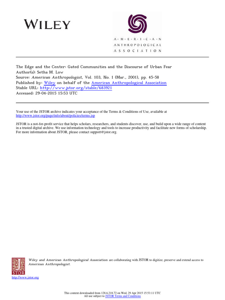 02 - The Edge and The Center Gated Communities and The Discourse of Urban Fear | PDF