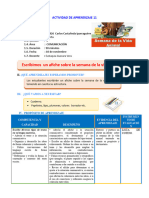 D4 A1 SESION COM. Escribimos Un Afiche Sobre La Semana de La Vida Animal.