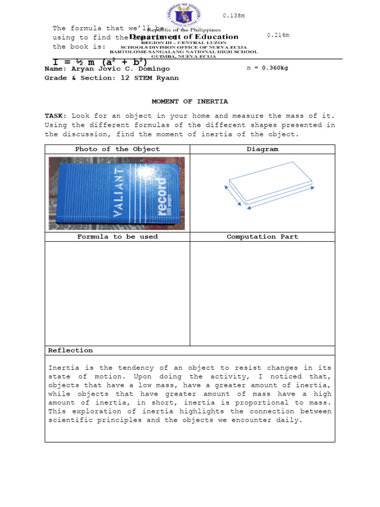 Moment of Inertia Calculation Guide | PDF | Science & Mathematics