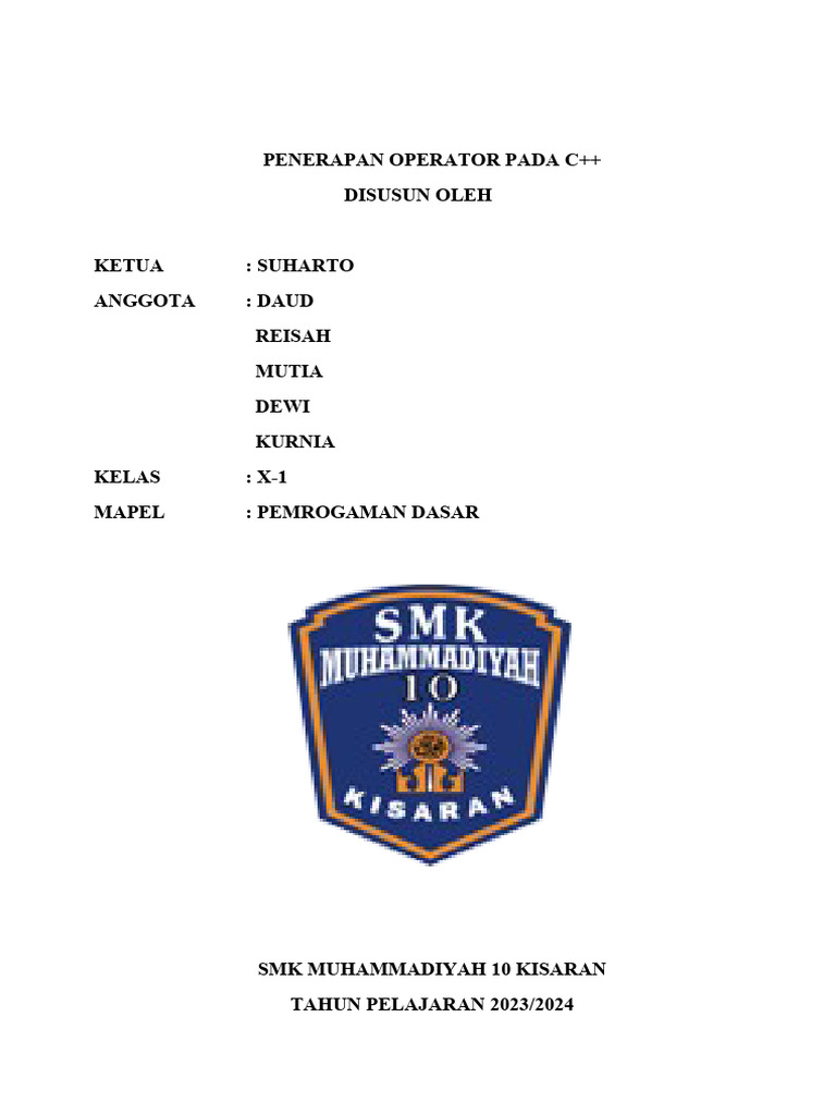 Makalah Operator Pada C Pdf Metode Bahan Ajar Komputer