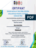 Sertifikat Reza Ishak Estiko Pemakalah OHI FKUII 2020