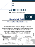 Sertifikat Reza Ishak Estiko HUBLU-IT BAPIN ISMKI