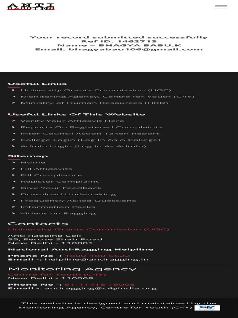 Anti Ragging Ragging in college Anti Ragging Affidavit | PDF