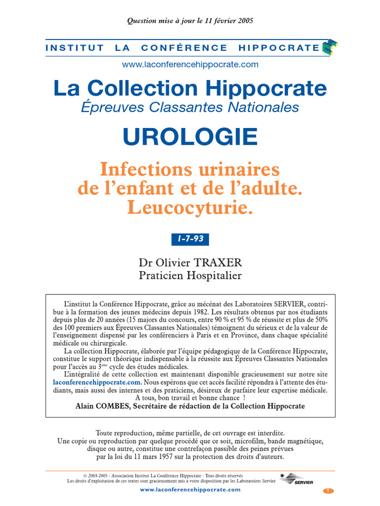 Infections urinaires diagnostic et traitement PDF Infection — free download