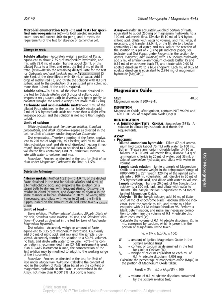 8 Monographie Oxyde de Magnésium PDF Magnesium Chemistry