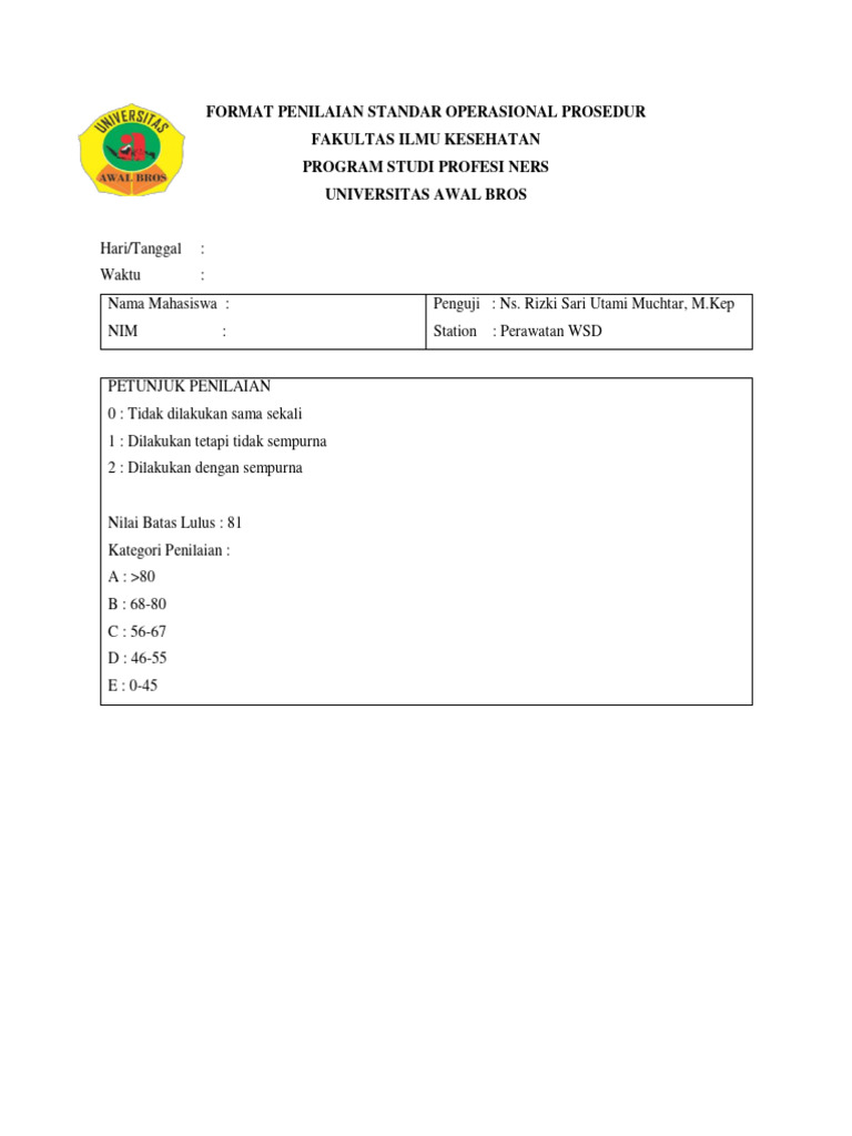 Penilaian Praktikum Perawatan WSD | PDF | Kesehatan Holistik ...