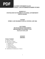 Lecture Notes On Ethics and Nigerian Legal System
