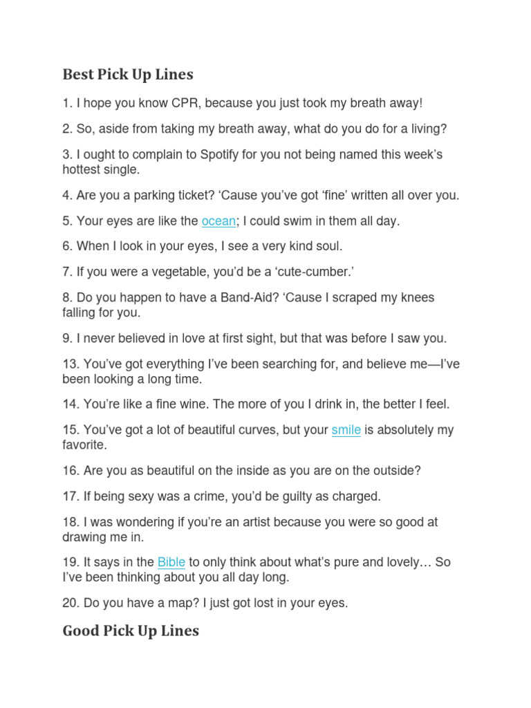 Best Pick Up Lines PDF