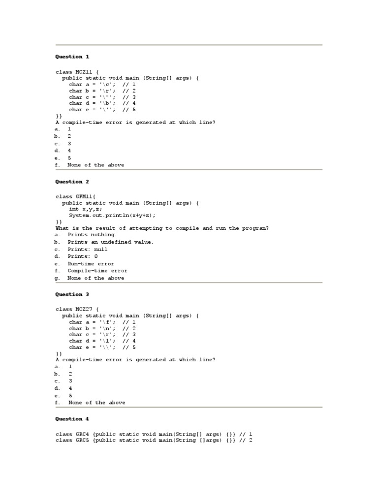 Java Compilation Error Scenarios | PDF | C (Programming Language ...
