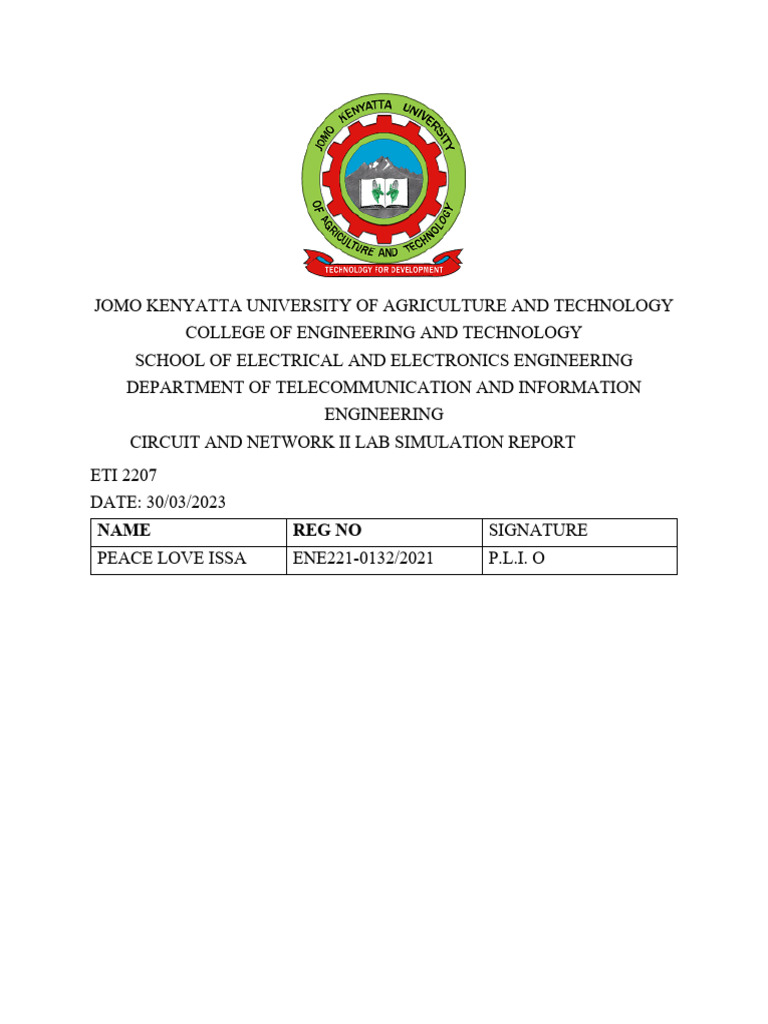 Circuit and Network Theory Lab report PDF Electronic Filter