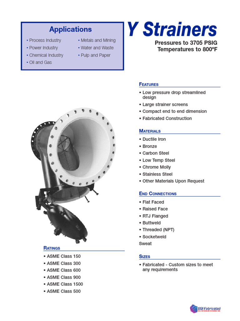 Y Strainers PDF Chemistry Industrial Processes