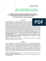 Interaction Entre La Langue Dorigine Et La Langue de Scolarisation Dans Lenseignement de Loral en Cours de Portugais Bresilien en Geneve La Presentation de Soi