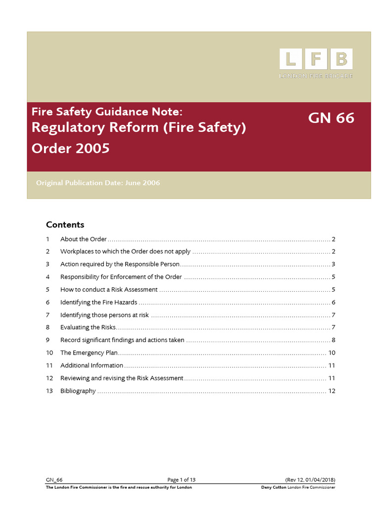 HM GOVGN66London Fire Board Fire Ssafety Guidance PDF Risk Fire