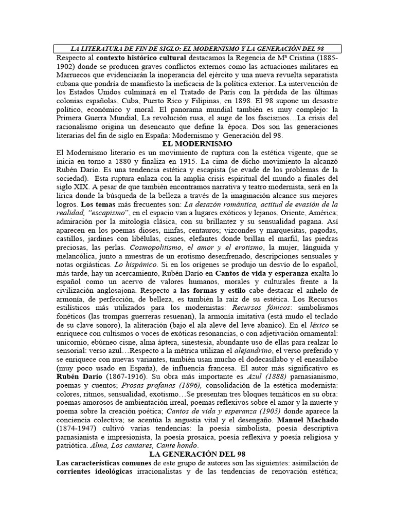 Tema 2 el modernismo y la generaci n del 98 1 pdf poes a