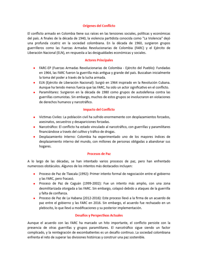 Historia Del Conflicto Armado | PDF | Colombia | Guerra de guerrillas