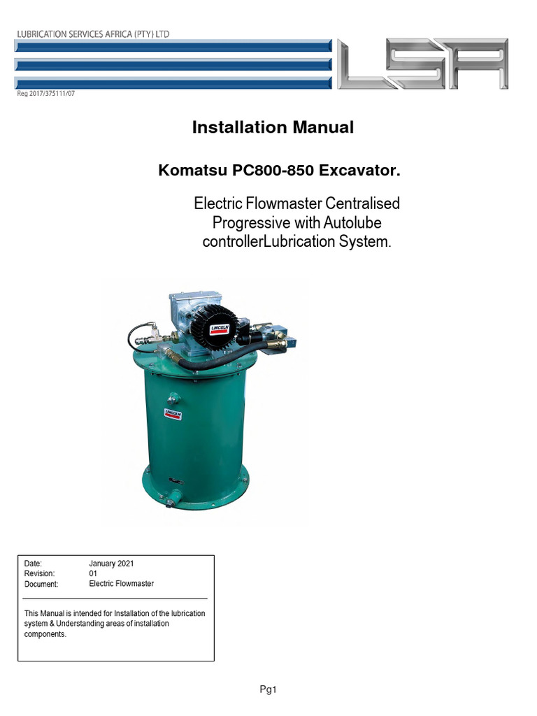 Komatsu PC800850 Installation Manual Electric Flowmaster R00 PDF