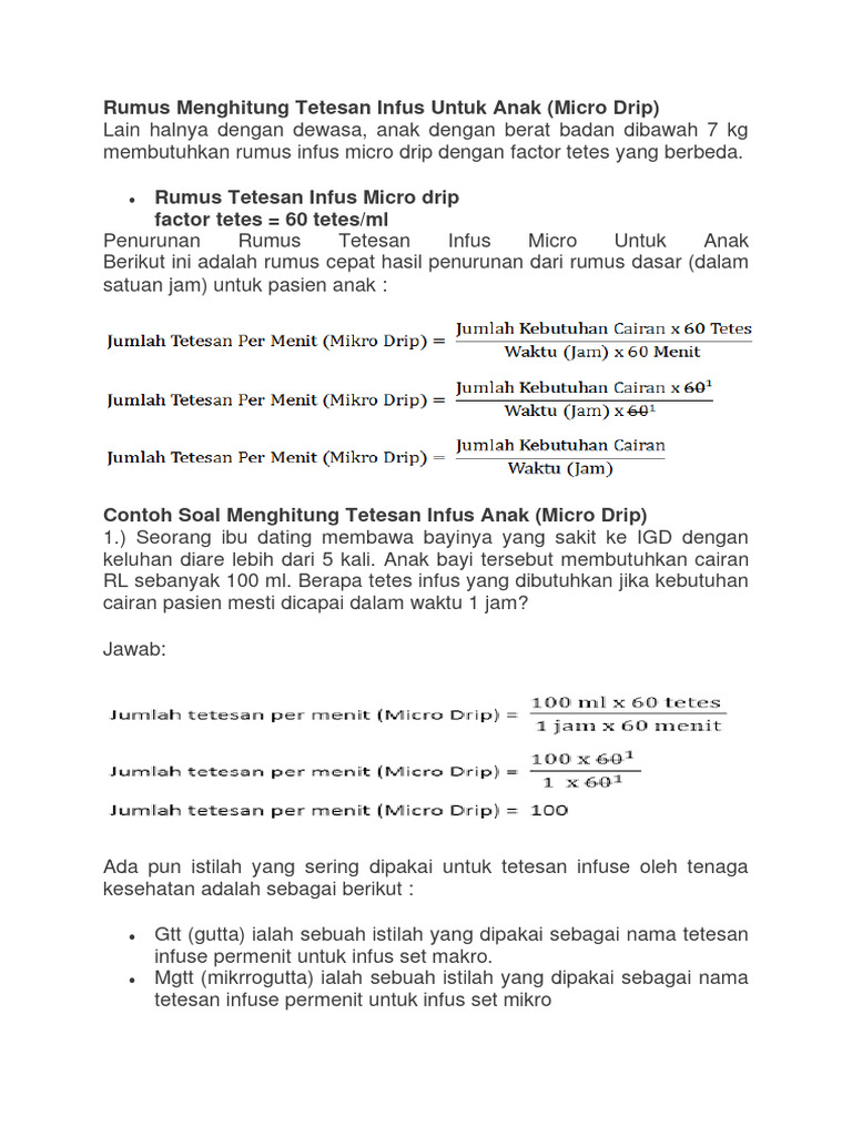 Rumus Tetesan Infus Anak Mikro | PDF