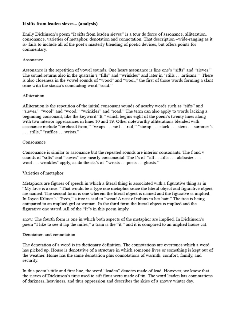 Emily Dickinson Analysis | PDF | Poetry | Rhyme