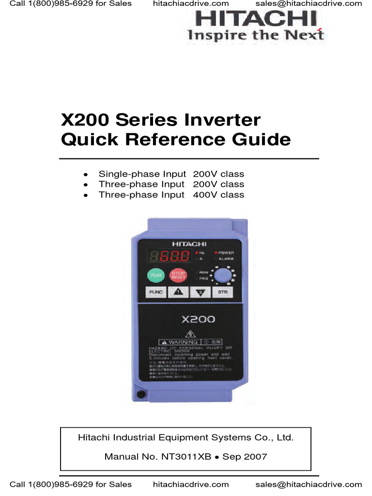 Hitachi X200 Quick Reference Guide | PDF | Parameter (Computer ...