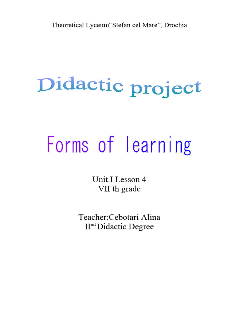 English Lesson Plan: Forms of Learning | PDF | Learning | Communication