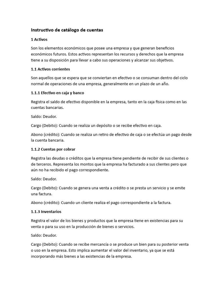 Instructivo de Catalogo de Cuentas | Descargar gratis PDF ...
