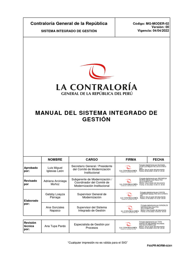 Manual_del_Sistema_Integrado_de_Gestion | PDF | Sistema de manejo de ...
