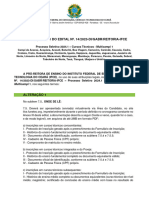 Retificação #1 Do Edital Nº. 14/2023-Di/Gabr/Reitoria-Ifce