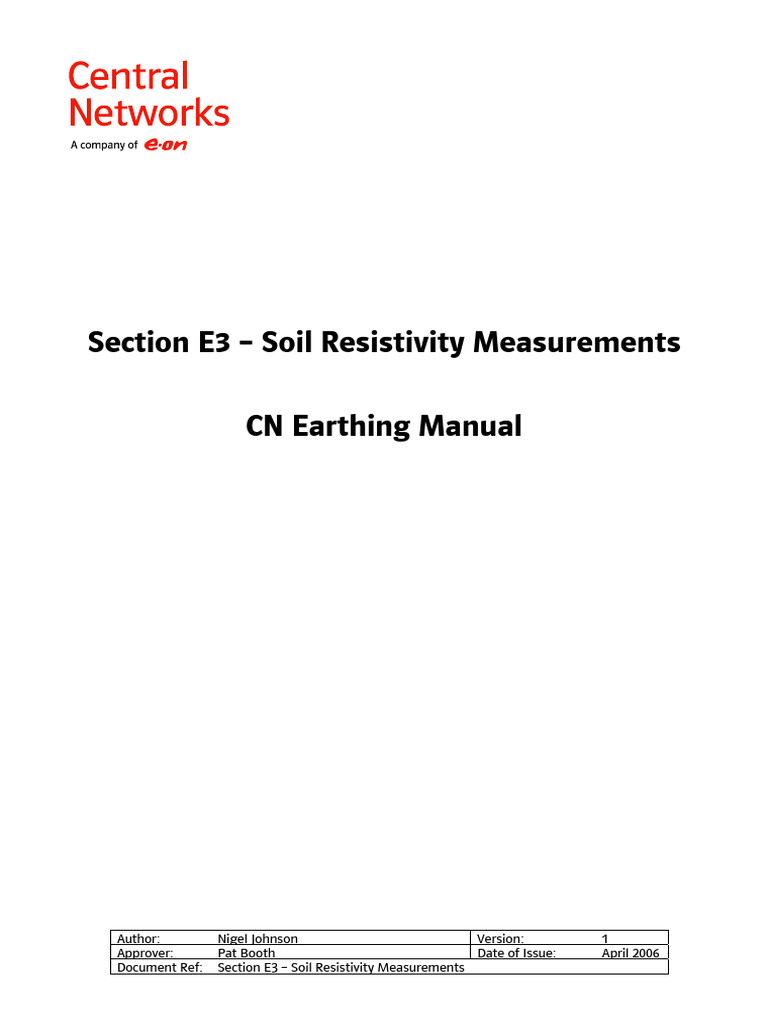 E3 Earthing Manual Soil Resistivity | PDF | Building Engineering ...