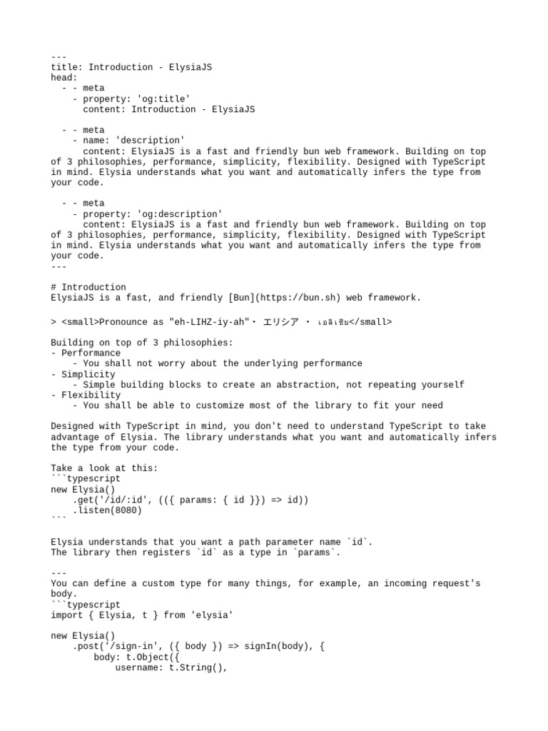 ElysiaJS: Fast TypeScript Web Framework | PDF | Computer Science ...