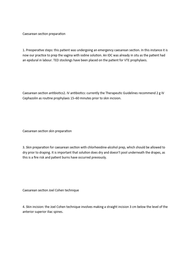 Caesarean Section Preparation Guide | PDF | Caesarean Section | Childbirth