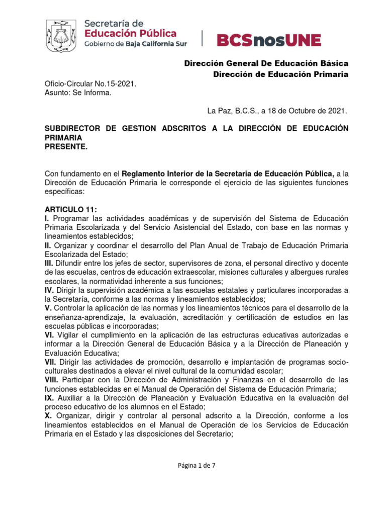 Funciones del Subdirector de Primaria | PDF | Educación primaria | Maestros