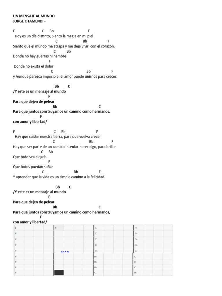 Mensaje al Mundo: Letra y Acordes | PDF