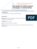 Economic Feasibility Studies For Carbon Capture and Utilisation Technologies A Tutorial Review