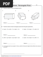 Volume Worksheet - Formulae