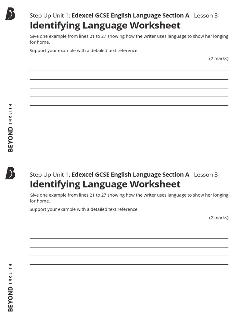Identifying Language Worksheet PDF