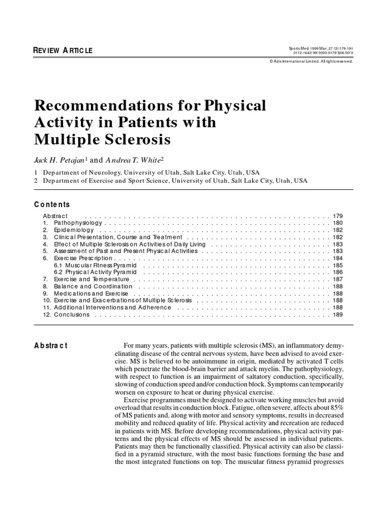 Exercise Guidelines for MS Patients | PDF | Multiple Sclerosis | Myelin