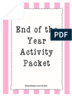 End of The Year Activity Packet: ©sunflowers and Smiles