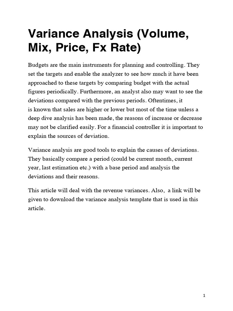 Revenue Variance Analysis Explained | PDF | Variance | Revenue