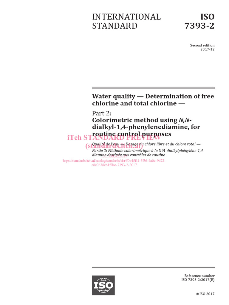 Iso 7393 2 2017 | PDF | Chlorine | Chemical Elements