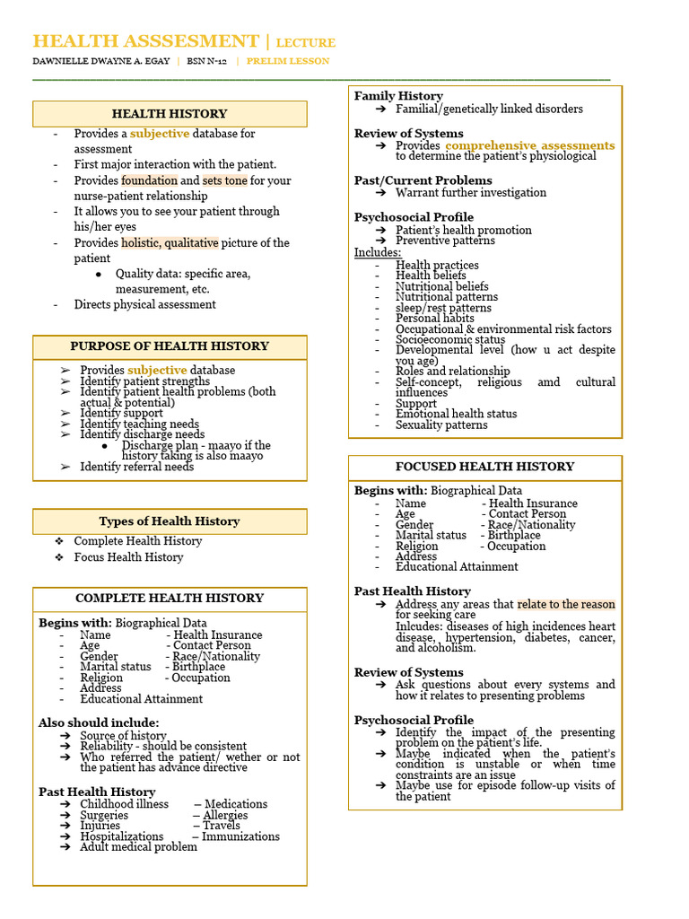 1 Health Assessment Pdf Health Care Patient