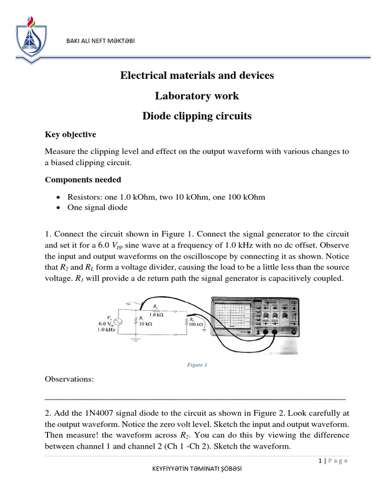 3 Diode Clipping Circuits PDF Diode Electrical Network