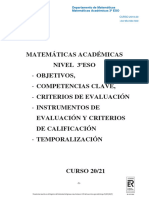 Evaluación-Matemáticas Académicas 3º ESO 20 - 21