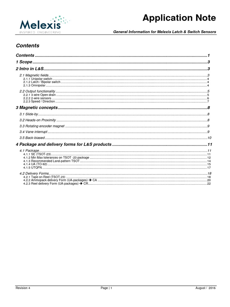 Latch Switch Sensors Application Note Melexis PDF