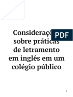 Considerações Sobre Práticas de Letramento em Inglês em Um Colégio Público