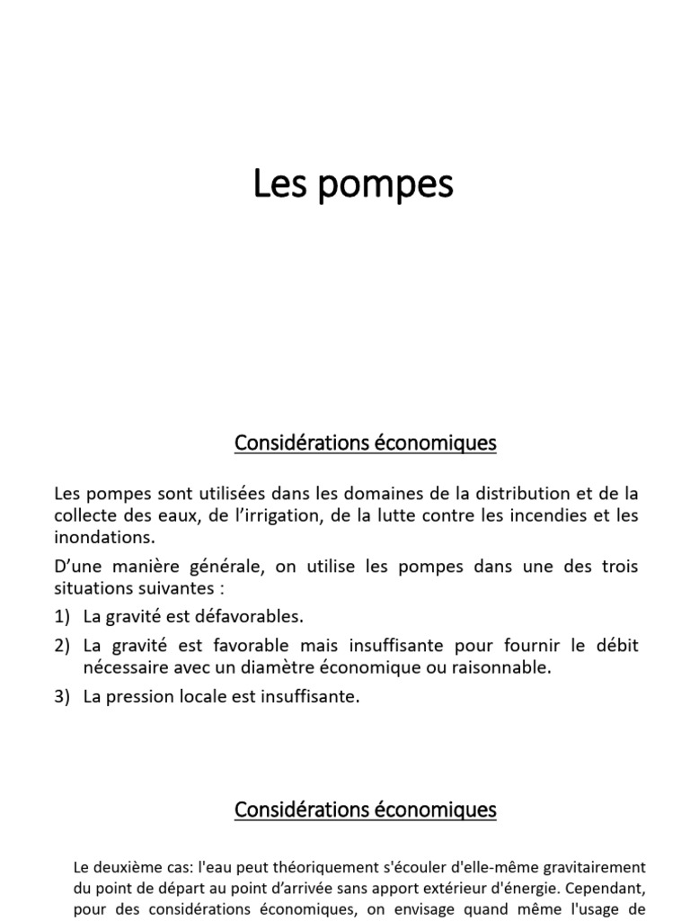 Calcul de la Hauteur de Refoulement des Pompes PDF Pompe Débit — free download