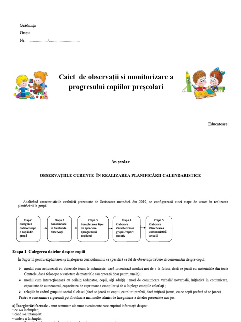 Caiet de Observatii Curente Model-1 | PDF