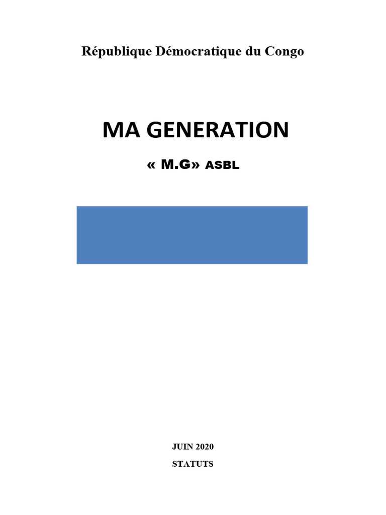 Statuts de l'ASBL Ma Génération | PDF | Bilan comptable | Kinshasa