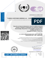 Certificado 9001 - Clínica ConfíaSalud.
